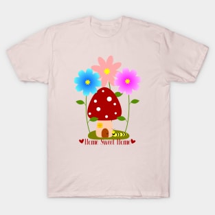 Monarch Caterpillar's Home Sweet Mushroom Home T-Shirt